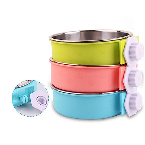 COSMEVIVI Stainless Steel Dog Bowl Pet Feeder for Crate Easy Cleaning Portable Hanging Bowl Size s Green