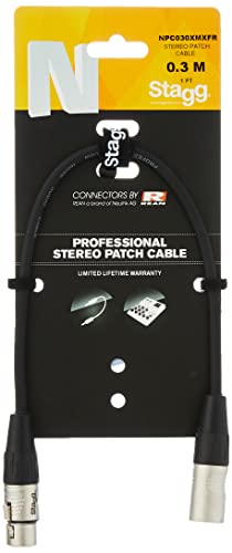 Neutrik NA3FDM Adapter in D-Form XLR 3-Pol Female auf XLR 3-Pol Male Stagg 25019310 Patch-Kabel 0,3m, 1x XLR Stecker/1x XLR Buchse