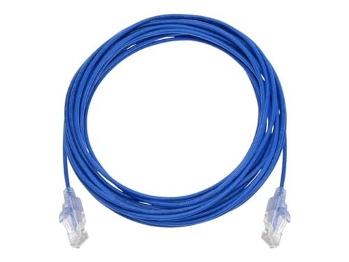 Image of Monoprice Cat6A 25ft Blue 10-Pk Patch Cable UTP 30AWG 10G Pure Bare Copper Snagless RJ45 SlimRun Series Ethernet Cable