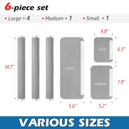 Refrigerator Door Handle Covers, Set of 6, Adjustable Appliance Handle Covers, Keep Your Kitchen Clean, Microwave Oven Stove Dishwasher Handle Protector, Non Slip Fridge Handle Cover (Gray)