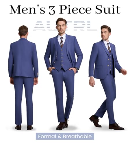 Men Suits Slim Fit Two Button Knit Suit 3 Piece Suits for Men Casual Wedding Suits Tuxedos Jacket Vest Pants Set3