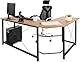 Clevich Schreibtisch L Form, 167 x 120 cm Gaming Tisch mit Regal, Stabil Eckschreibtisch L-förmiger mit Eisenhaken, Computertisch fürs Home Büro, Platzsparend, Einfach zu Montieren
