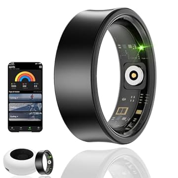 HPLSZCN Smart Ring, Fitness Tracker with Heart Rate, Blood Oxygen, Stress, Sleep Tracker, Step Tracker, 10ATM Waterproof, Compatible with iPhone and Android (Nero, 7)