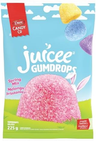 Dare Juicee Gumdrops Easter Candy - Mixed Fruit Flavour Easter Candy, Gelatin Free, Gluten Free, Kids Candy, Gift Candy, 225g