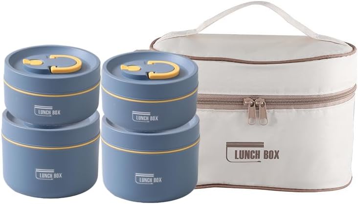 Kit 4 Marmitas Viagem Redonda Com Bolsa Térmica Isolada De Aço Co...