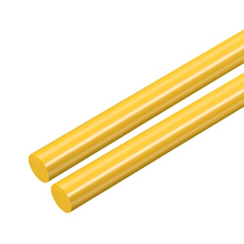 uxcell 2pcs Plastic Round Rod 3/8 Inch Dia 20 Inch Length Yellow (POM) Polyoxymethylene Rods Engineering Plastic Round Bars(10mm)