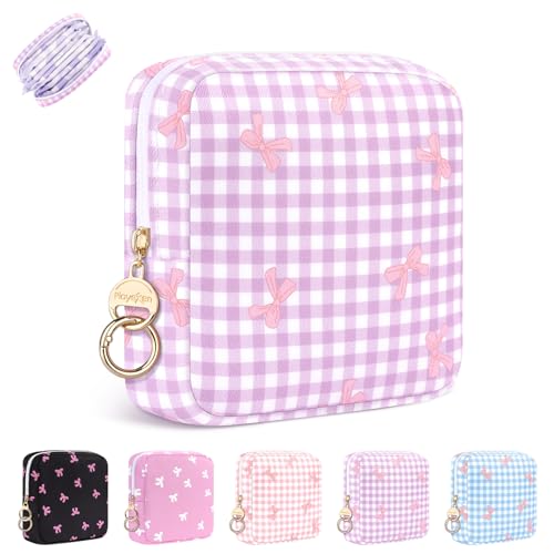 Image of Period Bag for Teen Girls, Canvas Sanitary Napkin Storage Bag with Zipper, Portable Menstrual Pad Bag Tampon Holder for Purse