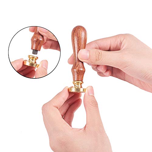 image for PH PandaHall Snowflake Wax Seal Stamp, Removable Wooden Handle Vintage