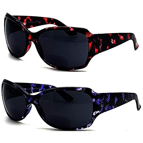 Bifocal Reading Glasses Sunglasses for Women 2-Pack Oversized Large Full Transparent UV 100% - 2.000 Cover