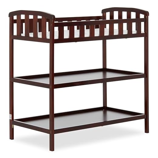 Dream On Me Emily Changing Table In Espresso, Comes With 1" Changing Pad, Features Two Shelves, Portable Changing Station, Made Of Sustainable New Zealand Pinewood
