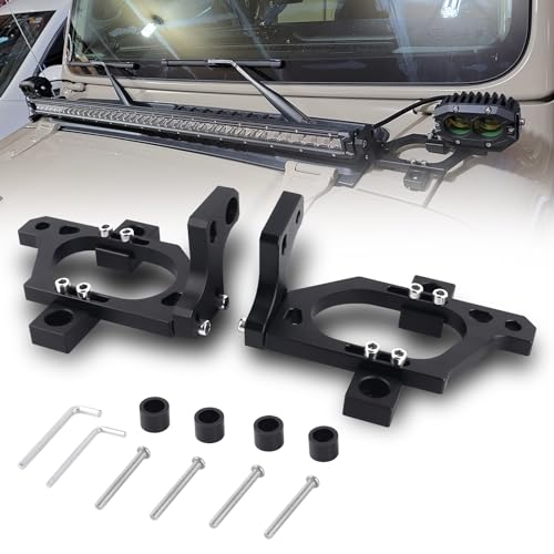 Globed for JL Hood Light Mount 42 inch LED Light Bar Mounting Bracket Pods Windshield Brackets Compatible with Jeep Wrangler JL Gladiator JT 2018 2019 2020 2021 2022 2023