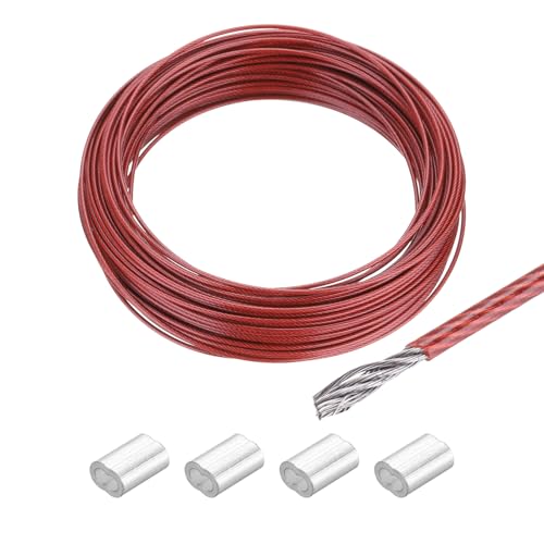 MECCANIXITY 66Ft(20M) Wire Rope 304 Stainless Steel Cable 1/16