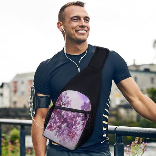 Mochila tipo sling floral Lilac Flowers para adultos miniatura 3
