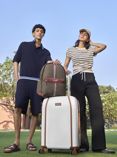 Image of FUR JADEN The Wayfarer Polycarbonate Travel Luggage Suitcase with 8 StealthTech Silent Shock Absorbing Wheels, TSA Lock & Aviation Grade Telescopic Trolley (Oyester White, Set of 3)