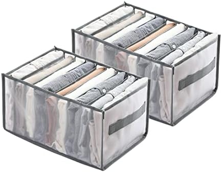 Duyoku Drawer Organizers for Clothing - 9 Grids Closet Organizer, 2PCS Wardrobe Clothes Organizer, Closet Organizers and Storage - for T-shirt,Legging,Skirts,Kid Clothes (GREY)