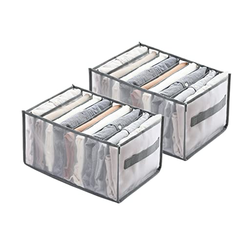 Duyoku Drawer Organizers For Clothing - 9 Grids Closet Organizer, 2Pcs Wardrobe Clothes Organizer, Closet Organizers And Storage - For T-Shirt,Legging,Skirts,Kid Clothes (Grey) #TOP26