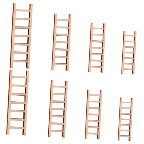 BESPORTBLE 8pièces Échelle Miniature Bois Lot pour Décoration De Maison De Poupée Et Micro-Paysage Meubles Échelle