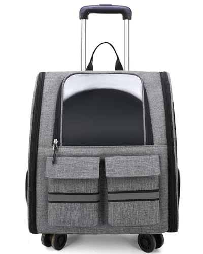 Kommodum – Zaino Trasportino Gatto Cane Estensibile Cuccia Portatile Grande Espandibile Borsa Porta Animali Pieghevole Traspirante per Cani Piccoli Cuccioli Gatti Medi Fino a 8kg KM40 (GRIGIO)