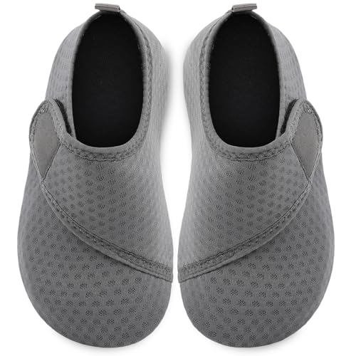 L-RUN Kids Toddler Water Shoes Boys Girls Summer Beach Shoes Non Slip Kids Swim Socks Grey 1-2 Little Kid=EU32-33 - Thumbnail 4