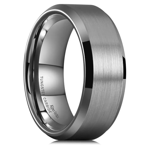 King Will Tungsten Men's Wedding Ring - Available in 6mm to 10mm,...