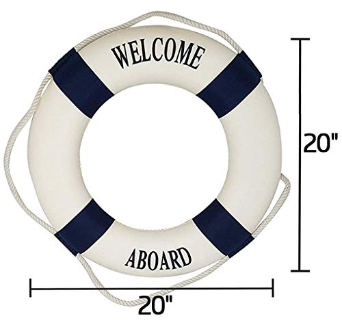 Royal Brands Basic Fundamentals Welcome Aboard - Nautical Decorative Life Ring Buoy - Home Wall Decor - Nautical Decor - Beach House-Decorative Life Ring Preserver (20X3.5X20) Perfect Nautical Size #TOP2