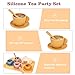 YOFOTHS Kids Silicone Tea Party Set, Pretend Play Tea Set with Teapot, 4 Cups with Saucers, Tray and Scoops, Safe Kitchen Toys for Ages 3-6