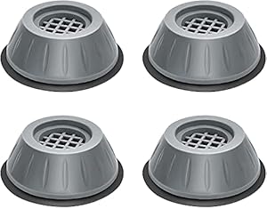 KBS Washing Machine Stand Refrigerator Stand Anti Vibration Pads for Washing Machine with Suction Cup Kitchen Accessories Items Washer Dryer Furniture Pad Sofa Table Chair Riser Leg Anti Walk Rubber Pad Anti Slip (4 Pcs). (Round Washing Machine Pad)