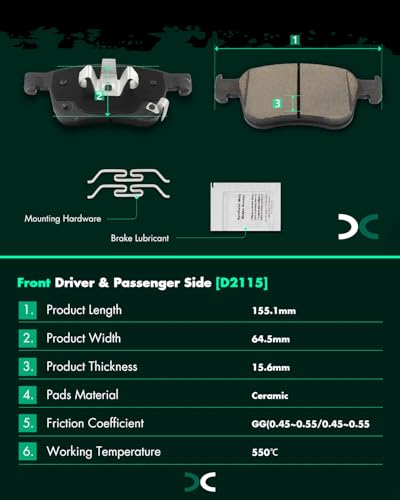 Image of SCITOO D2115 D1878 Front Ceramic Rear Ceramic Brake Pad Sets | 2023-2024 For Acura For Integra