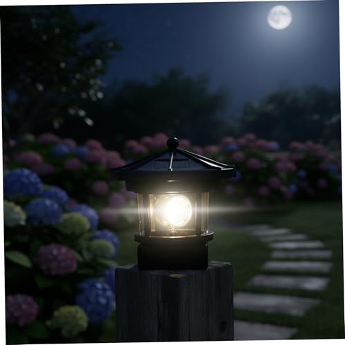 Faro solar giratorio de jardín en pack de 2 lámparas negras de exterior 360 grados 5