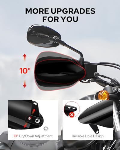 Benlari Stainless Steel Handguards, Larger Hand Guards Fit for Harley Sportster Touring Street Glide Road King Electra Glide 2007-2023, Upgrade Bracket Fit for Hydraulic Clutch & Cable Clutch Style