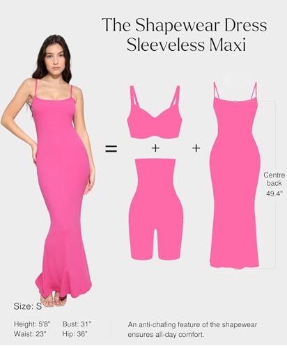 Image of Popilush Maxi Bodycon Dress with Built in Bra, Long Shapewear Dresses | Tummy Control, Floor-length, Formal Occasions, Wedding Guest and Engagement