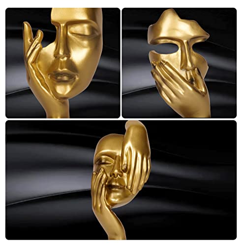 Fpkomd 3 Piece Thinker Statue Gold Home Decor Abstract Sculpture Resin Thinker Figurines For Desktop Office Desk Living Room Collection Cute Accent Figurine Decoration (Gold) #TOP3