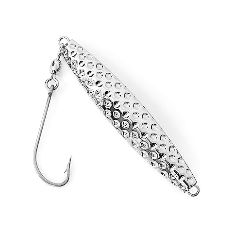 BLUEWING Hammered Diamond Jig 1pc Fishing Jig Saltwater Fishing Lures Deep Sea Sinking Fishing Baits with Stainless Steel Hook, Chrome 16oz Cover