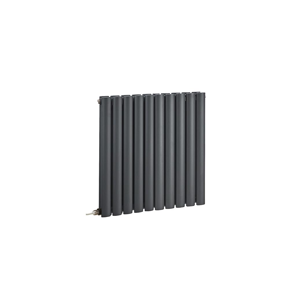 Milano Aruba 800W Anthracite Horizontal Double Oval Panel Electric Radiator - 635mm x 590mm