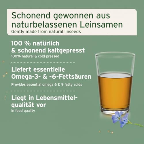 AniForte Leinöl Hunde & Katzen 500ml - Natives & kaltgepresstes Leinsamenöl, reich an Omega 3 & Omega 6 Fettsäuren, Barf Öl Zusatz, Leinöl für Hunde & Katzen