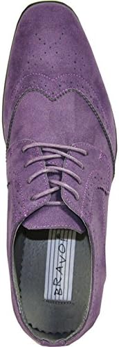 BRAVO Men Dress Shoe KING-3 Classic Faux Suede Oxford with Leather Lining?PURPLE 8M | Image 5