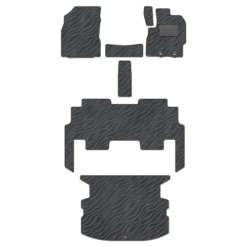 Hotfield トヨタ 互換品 新型 シエンタ 5人乗り 10系 15系 2025年8月〜対応 フロアマット+ステップマット+トランクマット ラゲッジマット / 形状03 ハイブリッド/リアステップ一体形状 WAVEグレー