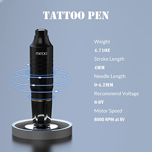 ITATOO Tattoo Gun Tattoo Machine Tattoo Pen Rotary Tattoo Machine Pen for Tattoo Artists and Beginners Black - Thumbnail 3