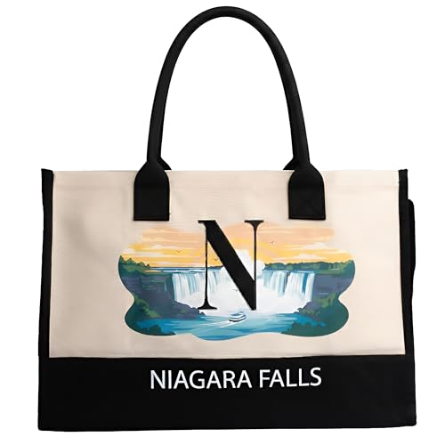Image of Salt Earth Cotton Canvas Tote Bag - Alcatraz Island Landmark Design with Custom Initial, Durable Shoulder Bag for Women