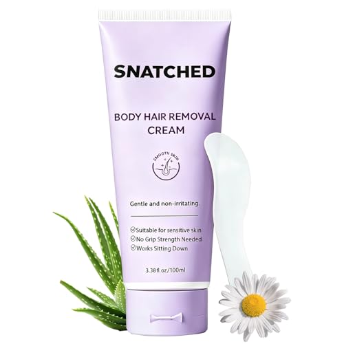 Snatched Hair Removal Cream for Woman Aged 65+ Plant-Based Sensitive Skin Formula No Grip Strength Needed Fast-Acting Depilatory Cream for Legs Arms Underarms Stomach Bikini Line (1)