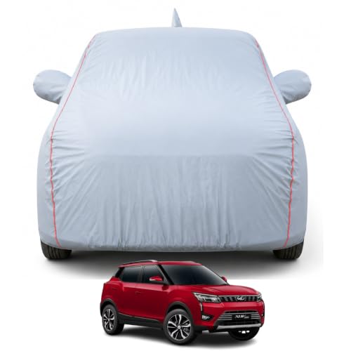 Image of Premium Car Cover for XUV 300 2019-2026 Models | Waterproof, UV & Dust Protection | Mirror & Antenna Pocket | Triple Stitched, Soft Inner Lining, Belt & Buckle (Dark Grey)