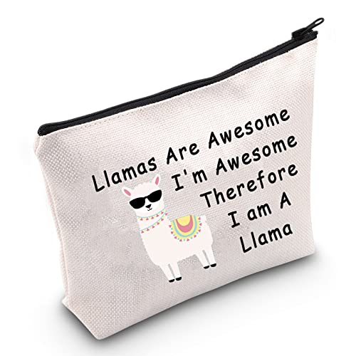 Cadeau amusant femme : pochette de maquillage imprimée lama pour anniversaire