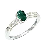 SILVERTROVE Anillo de plata de ley 925 con piedras preciosas Malachite para hombre y mujer. Artículo de regalo. Joyería artesanal CRG1240CB_64 (20.4)