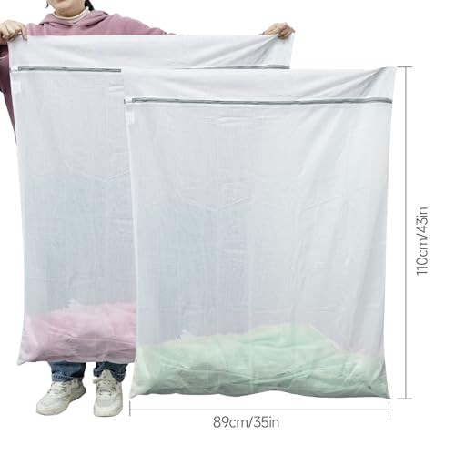 GOGOODA 2 Pack Extra Large Mesh Laundry Bag 43 x 35 in – XXXXL Washing Bag for Bedding, Blankets, Clothes, Pet Items, Travel & Storage – Washer Protector Bag for Washing Machine