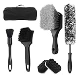 Generisch Radbürsten-Set - Fleckentfernung kratzfreie Bürsten - Felgenreinigungsset für Detailer - für Zuhause, Garage, Parkplatz, Lkw, Wohnmobil, SUV, Motorrad