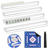 VISTARAFT American Mahjong Game Accessories Set Mahjong Table Mat 31.5" x 31.5" with 4 Clear Mahjong Racks with Pushers Non-Slip Portable Mat with Carry Bag