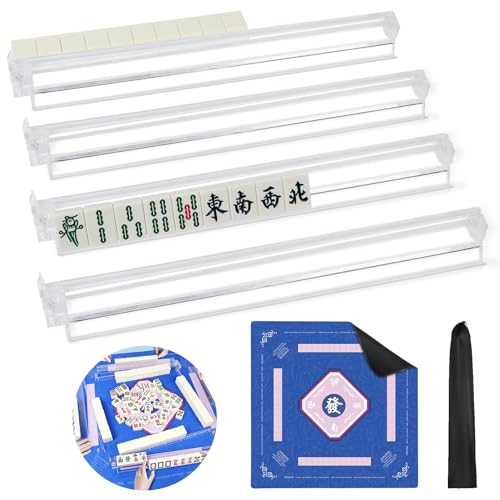 VISTARAFT American Mahjong Game Accessories Set Mahjong Table Mat 31.5" x 31.5" with 4 Clear Mahjong Racks with Pushers Non-Slip Portable Mat with Carry Bag by VISTARAFT - Used condition - US$37.61