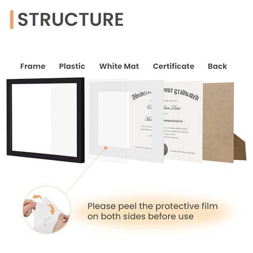 Image of upsimples Diploma Frame with 8.5x11, 11x14 Degree frames, Black 2 Pack | Showcases Diploma, Certificate and Document, Wall or Tabletop Decor for Dorm or Office, Graduation Gift
