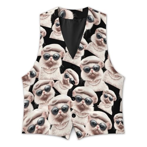 Fashion Cat Trendy Vest Suit for Men V Neck Formal Dress Waistcoat Vests Business Slim Fit2