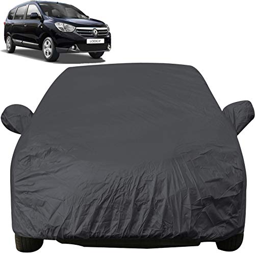 Image of Lodgy Dustproof Car Cover with Mirror Pockets, Grey Color, Taffeta Polyster,Triple Stitched, Compatible with Renaults Lodgy Car Cover (2015 to 2016), Lodgy Car Accessories